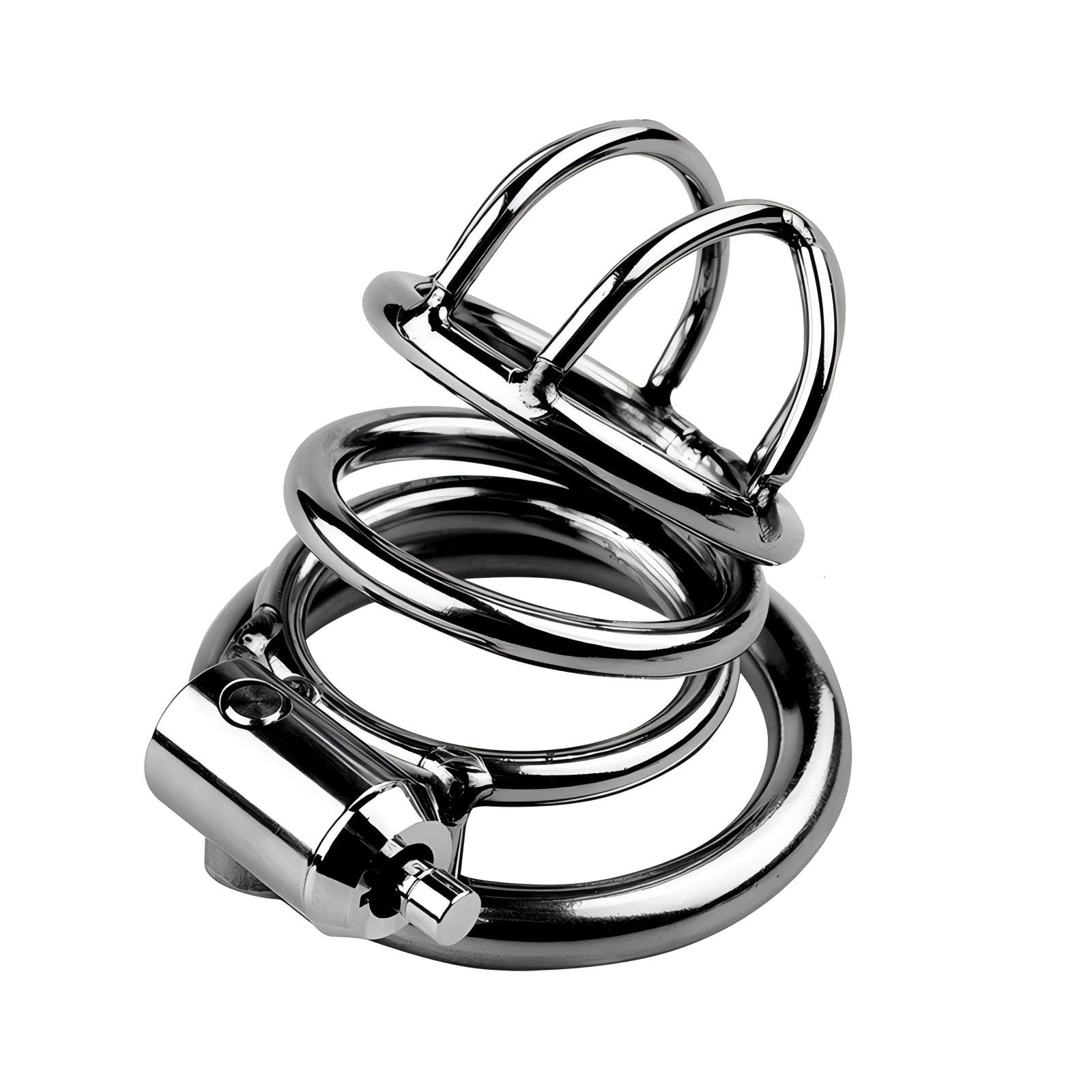 Cage de Chasteté Pénis en Métal Cages de Chasteté avec 3 Ring de Taille Différente Ceinture de Chasteté avec Push-Pull Lock pour Homme Sex Toys Cage Chastetée (3 Rings)