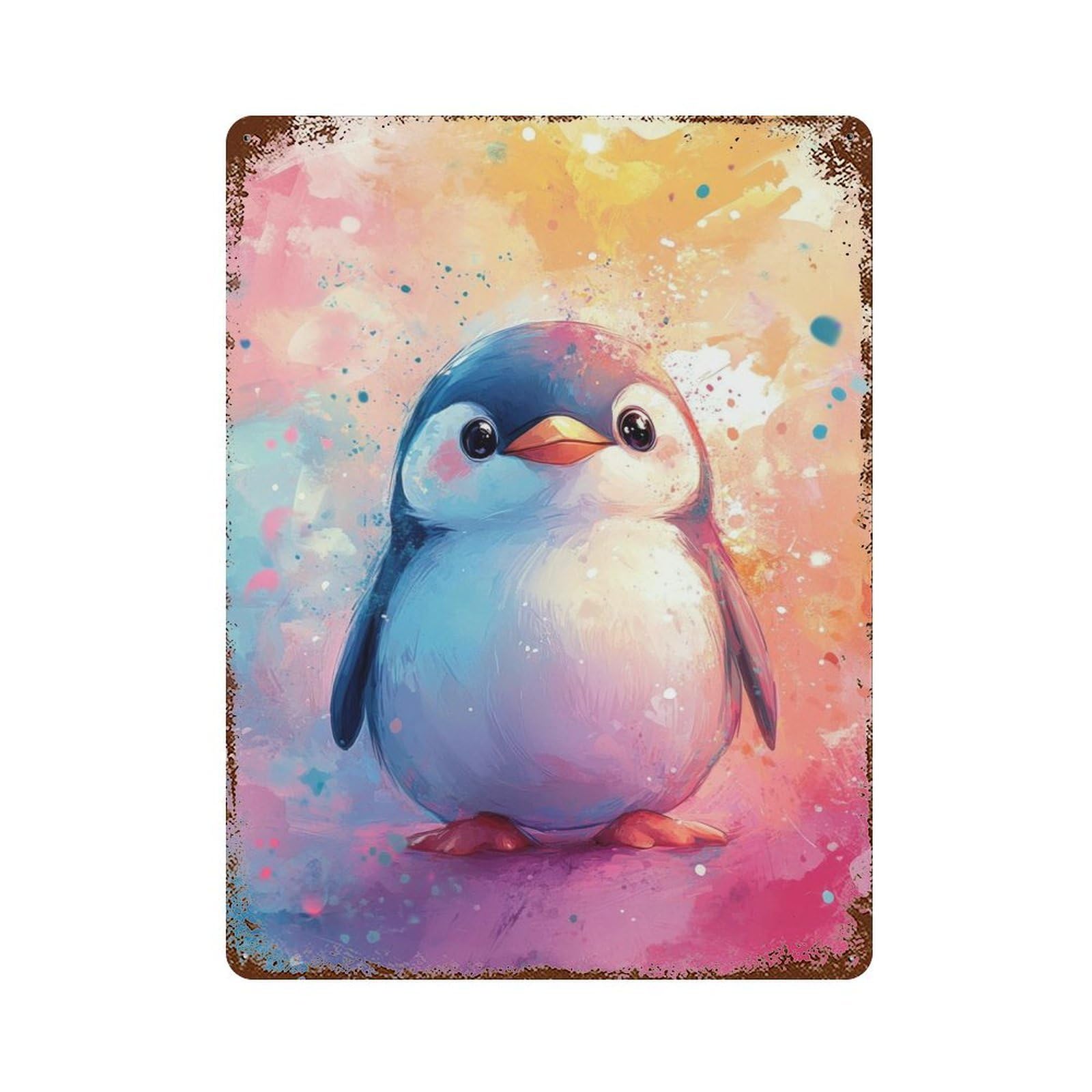 Cute Baby Penguin Decorative Tin Sign 15.7"x11.8", for Bistro, Counter And Cafe Decor, Classic Wall Plaque