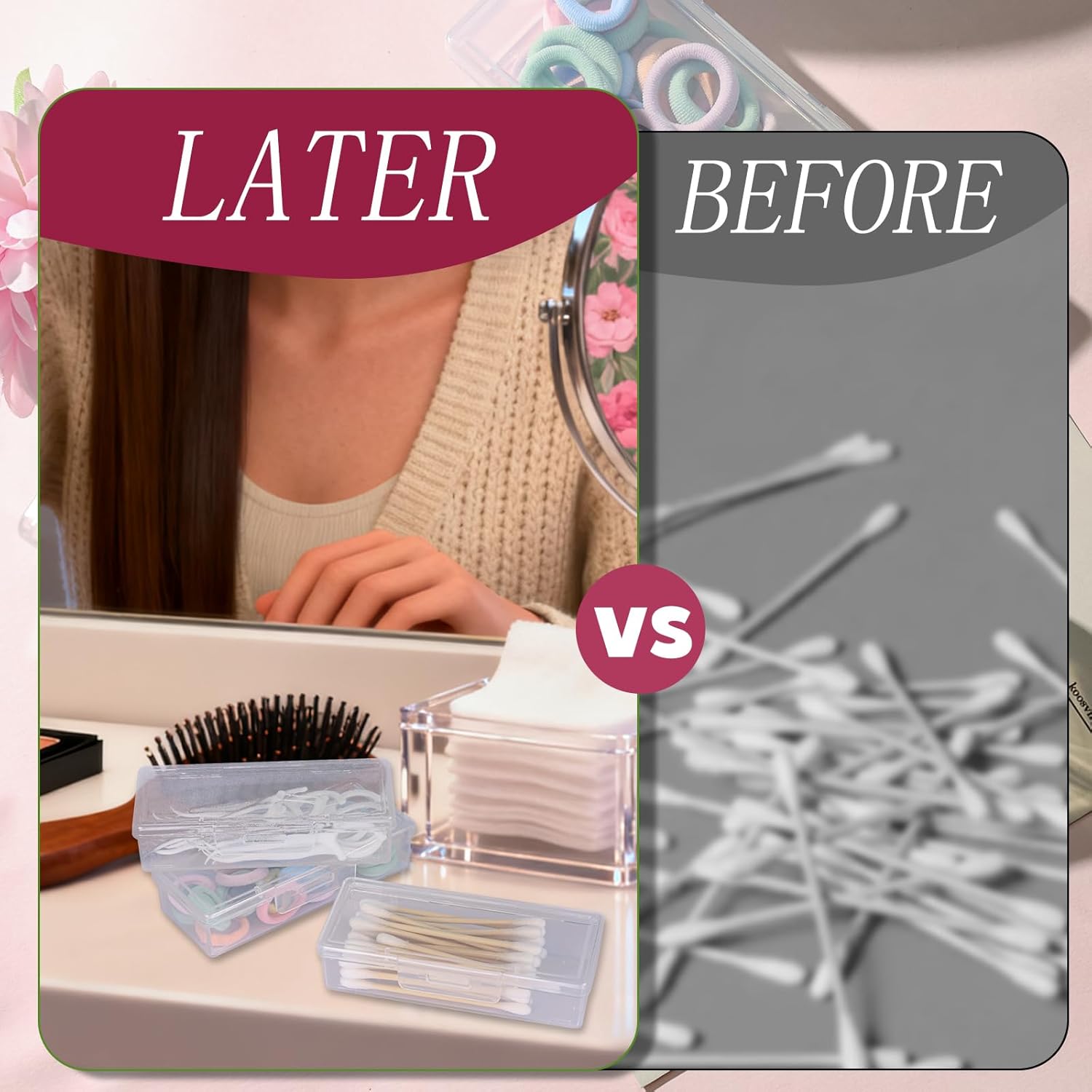 3Pcs Cotton Swab Holder for Travel,Portable Dental Floss Case Clear Plastic Cotton Pad Holder,Travel Floss Picks Case Storage Containers with Dustproof Lid - Image 6