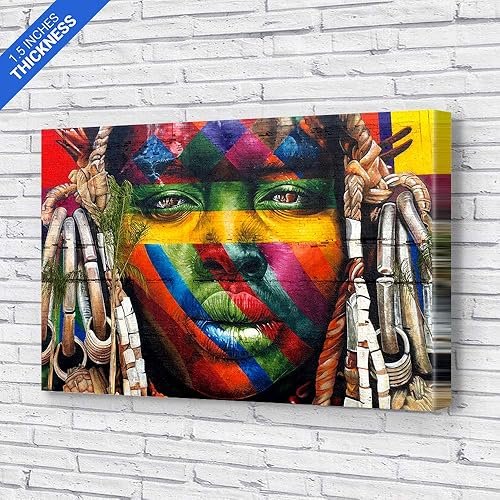 Miniatura 2 de Blaze Canvas Eduardo Kobra - Lienzo decorativo para pared con graffiti africano, decoración del hogar (36 x 24 pulgadas envuelto en galería)