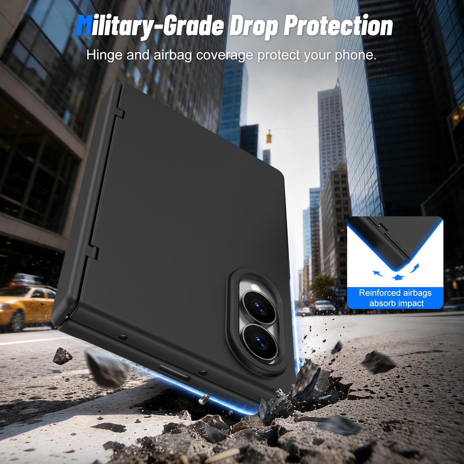 Carcasa para Samsung Z Fold 8 Magnética Película Integrada Carga Inalámbrica, Negro | Película protectora integrada, acabado suave mate, funda antigolpes antiarañazos