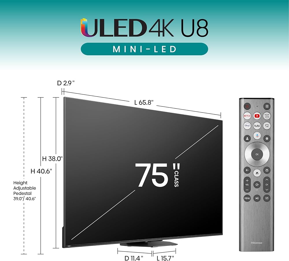 Amazon.com: Hisense 75-Inch Class U8 Series Mini-LED ULED 4K UHD