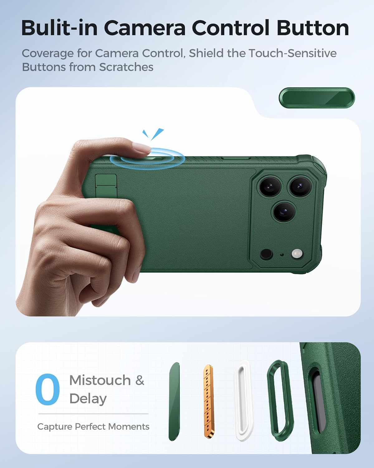 ASAFCASE for iPhone 17 Pro Case with Stand, Compatible with MagSafe, Full Lens Protection, Military Grade Shockproof, Camera Control Button, Silicone Magnetic Phone Cover for iPhone 17 Pro 6.3", Green