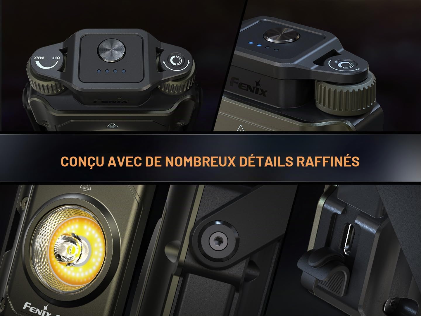 fenix CL27R Lanterne multi-faisceaux rechargeable | 1600 lumens | 180 m | 285 heures max | mode lumière rouge | réglage continu de la température de couleur et de la luminosité | poignée magnétique à