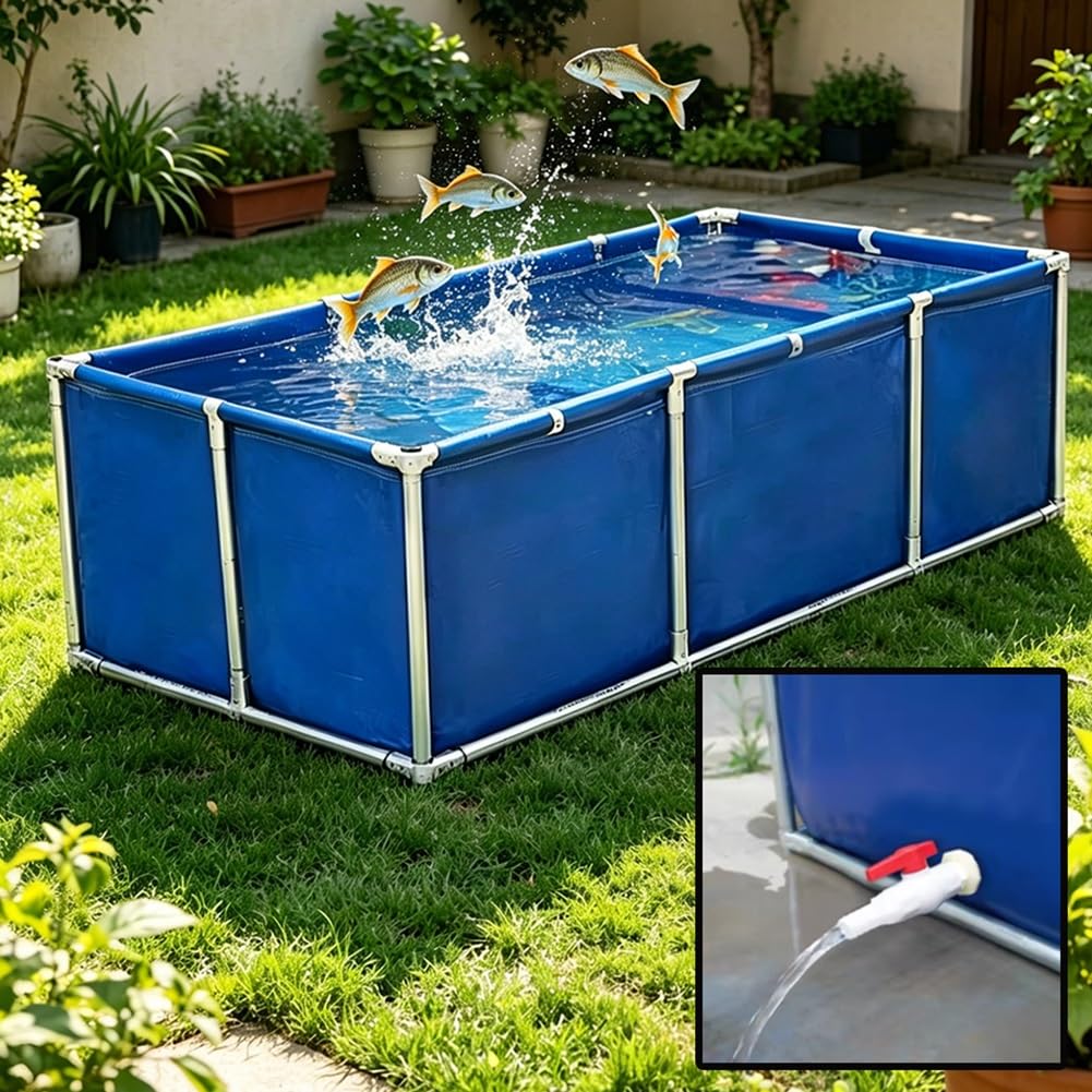 Bassin de stockage eau et irrigation de jardin en PVC souple pliable avec cadre et vidange