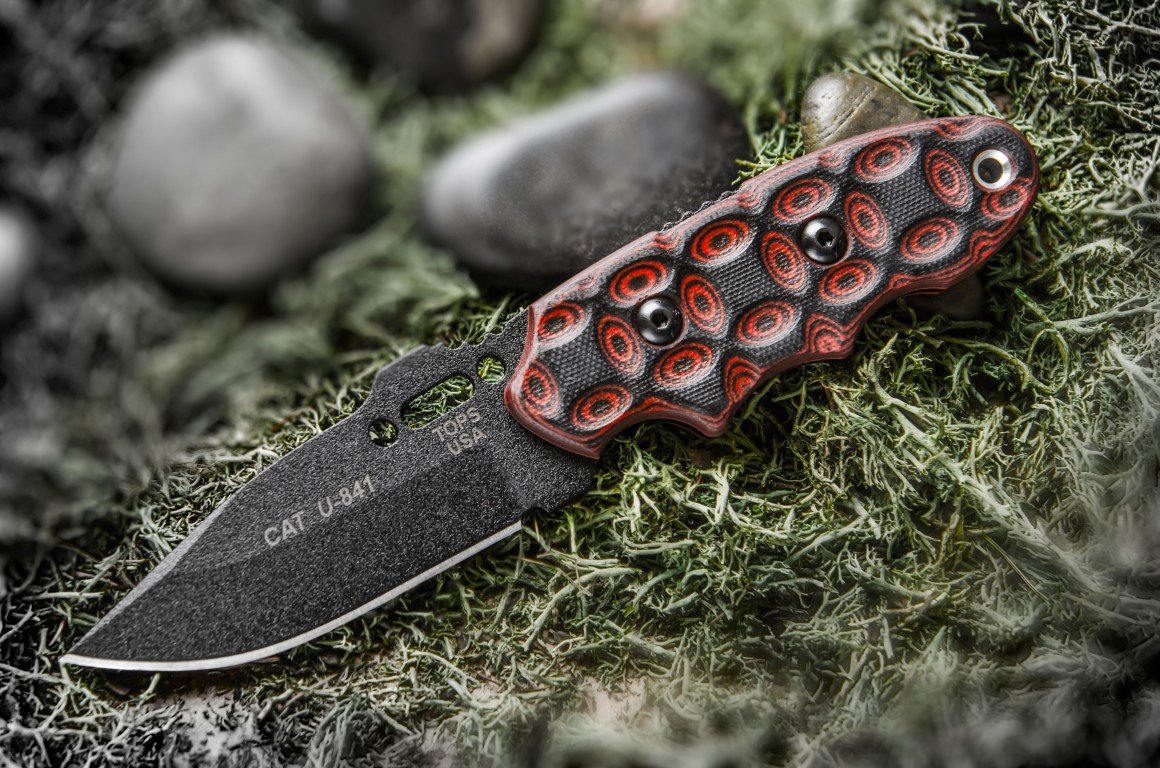 Tops Knives C A T 200 Rocky Mountain Bulls-eye Fixed Blade Hunters Point 200H-02