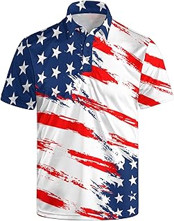 Golf Polo Shirts for Men Funny Print Quick Dry Short Sleeve Performance Golf Shirts Moisture Wicking Polo Shirts