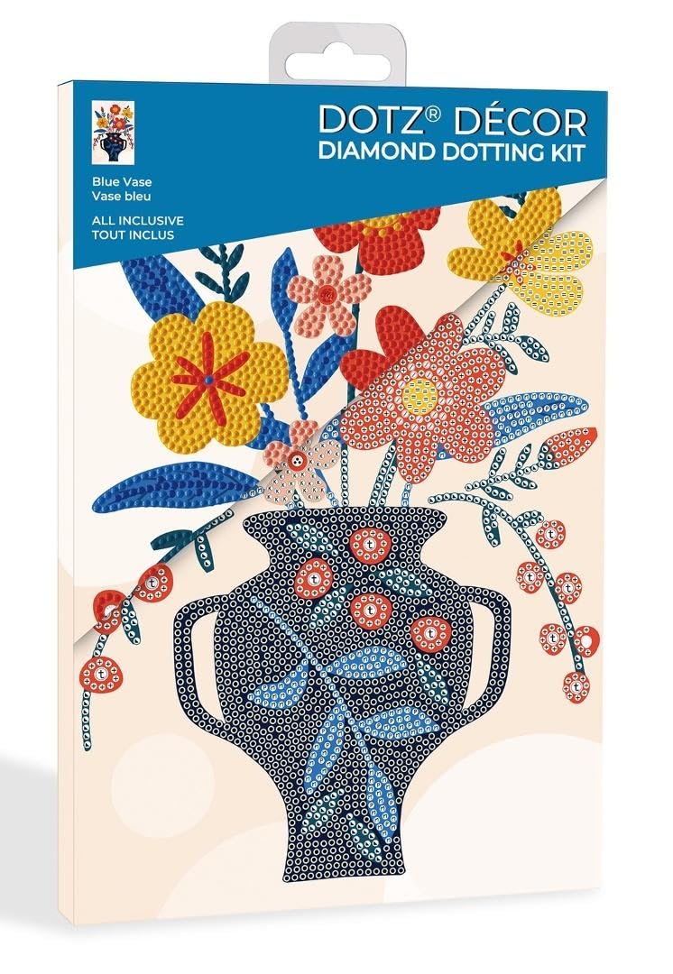 DIAMOND DOTZ Décor Blue Vase Diamond Painting Kits for Adults - Floral Diamond Art Kits a Relaxing Creative Craft Kit with Dotz Gems 11.8x7.9
