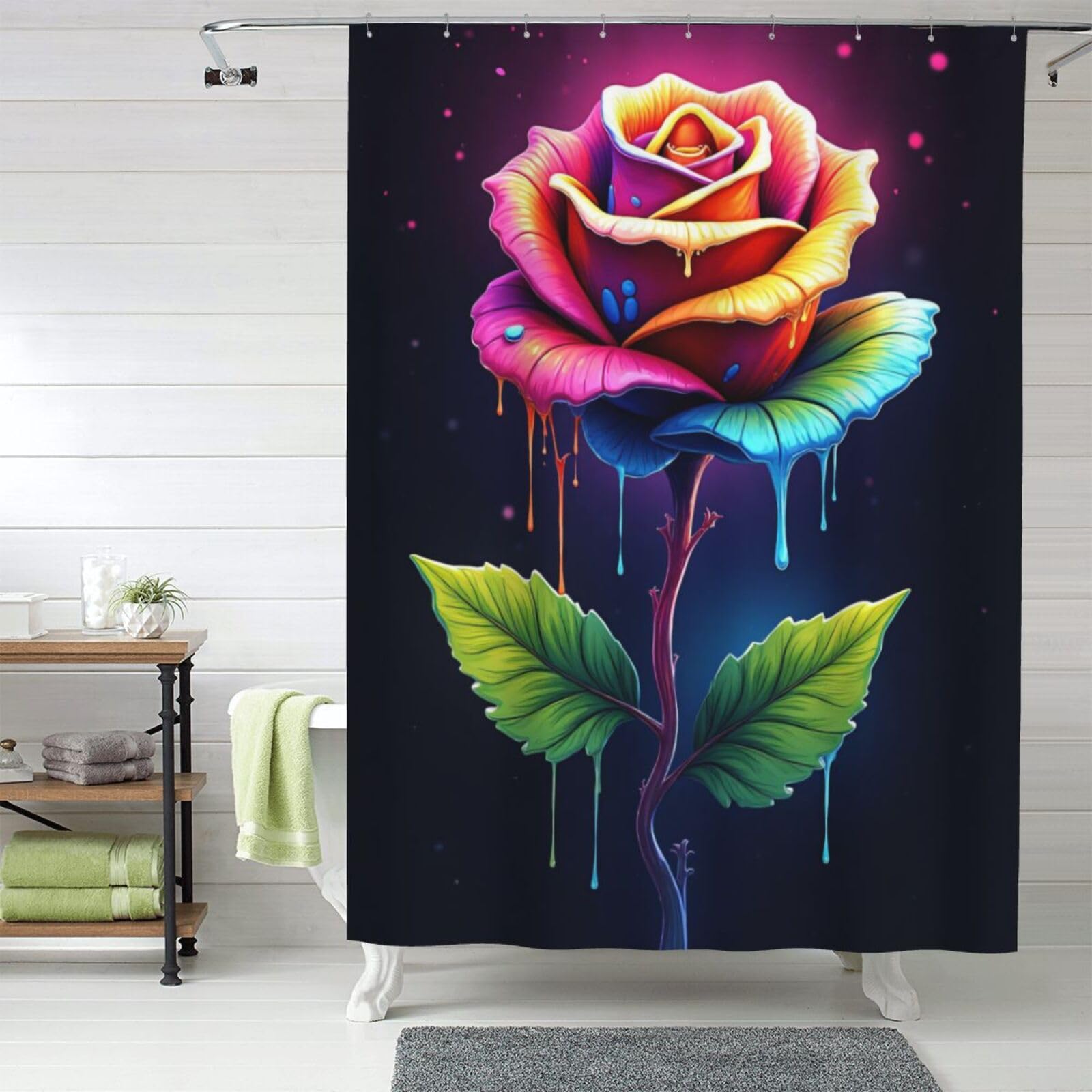 Rideau de chambre de ferme pour douche et baignoire rose