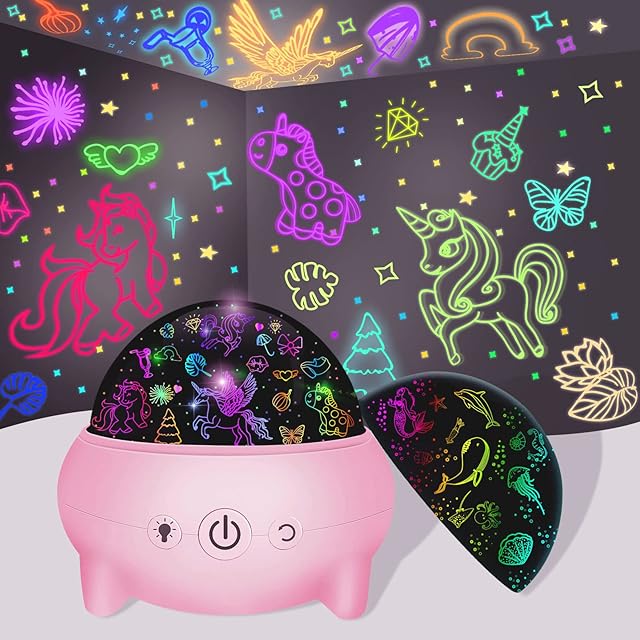 Vanwilit Unicorns Gifts for Girls,Unicorn Star Projection Night Light,360° Rotating 9 Lights Modes,Unicorn Toys for Girls,Unicorn Decor for Girls Room,3 6 7 8 9 Year Old Girl Gifts (Pink)