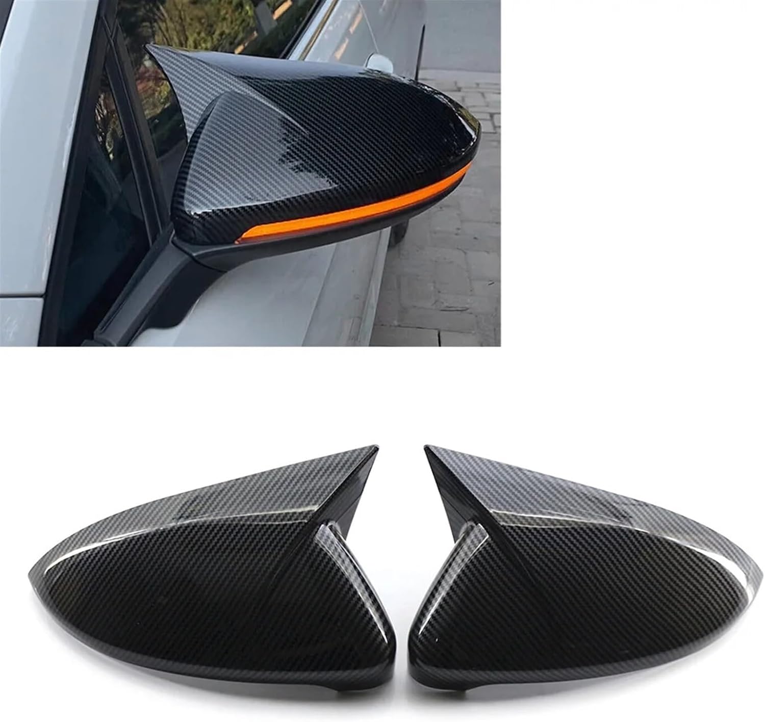 1 Pair Car Rear Mirror Cover Caps Compatible For VW Golf MK7 GTI R R Line 2014 2015 2016 2017 2018 2019 5G0857537