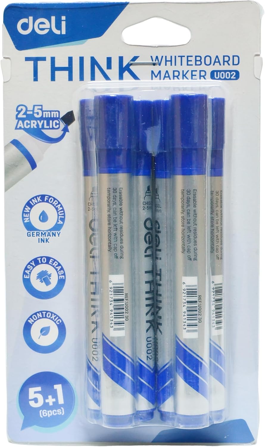 Deli Permanent Marker 12-Piece, 0.5 mm/1 mm Twin Tip Size, Blue