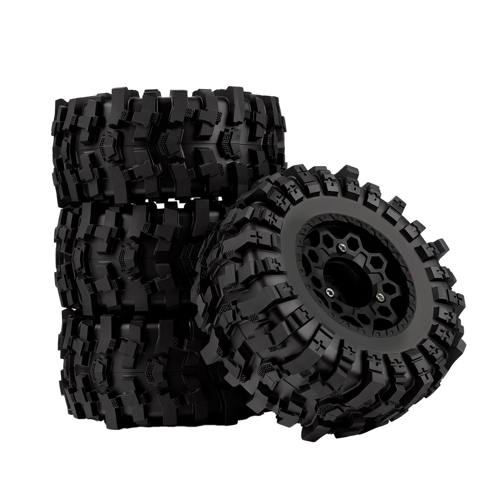 Ruedas de plástico RC para camión de curso corto y neumáticos de goma y kit hexagonal de 12 mm, 14 mm, 17 mm para 1/10 Axial SCX10 II III Redcat Gen7 Gen8 TRX4 Senton Slash 4×4 2WD Series