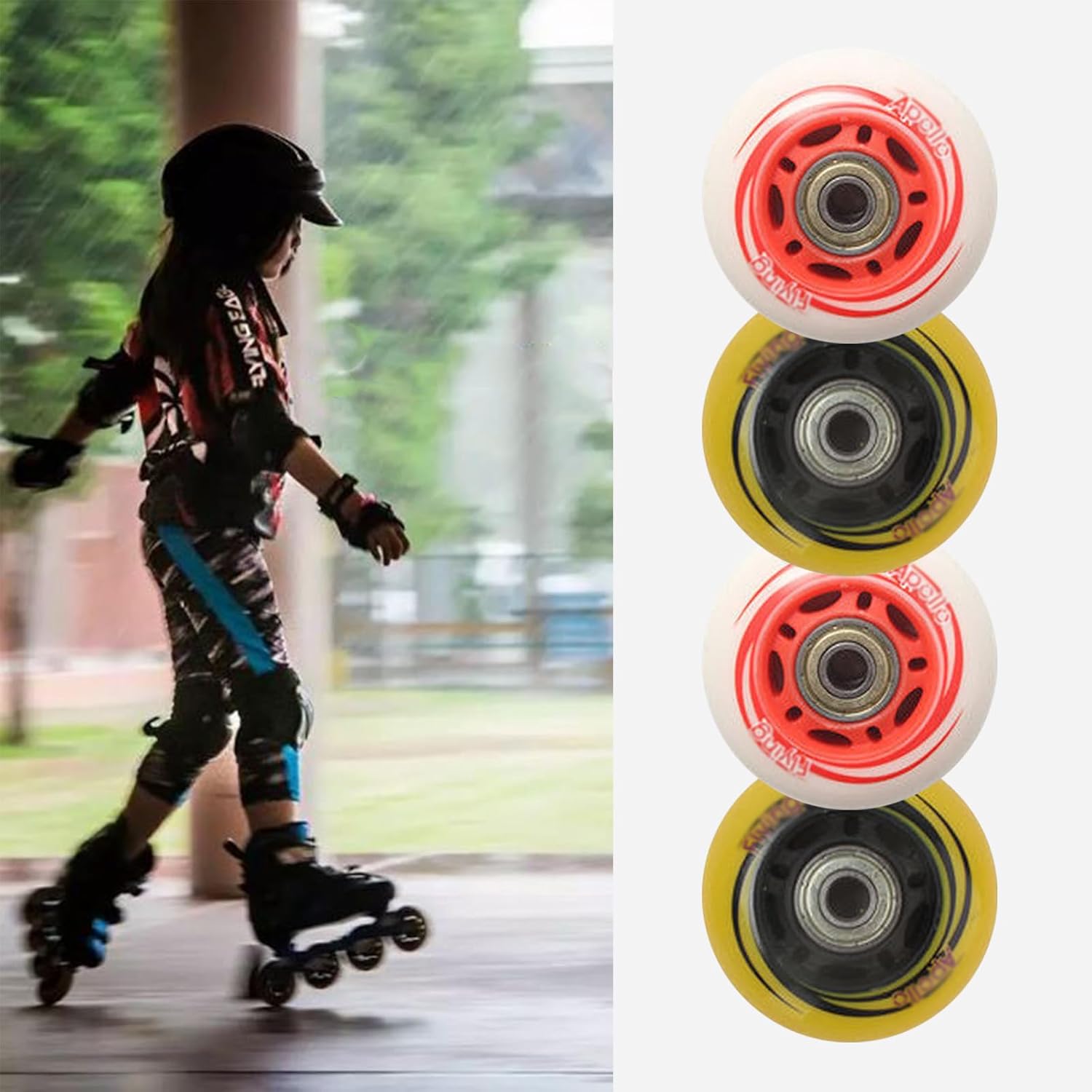 Inline Skate Replacement Wheels Outdoor & Indoor 8 Pack 64mm/68mm/70mm 85A Inline Skate Wheels with ABEC-9 Bearing Training Wheels,White red,70mm