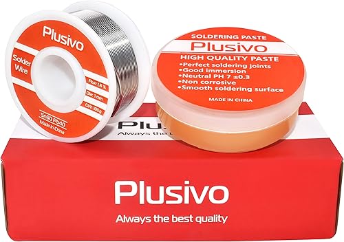 Miniatura 6 de Kit de fundente de alambre de soldadura y pasta de colofonia - Alambre de soldadura de núcleo de colofonia de plomo de estaño 60-40 (0.039 in, 3.53