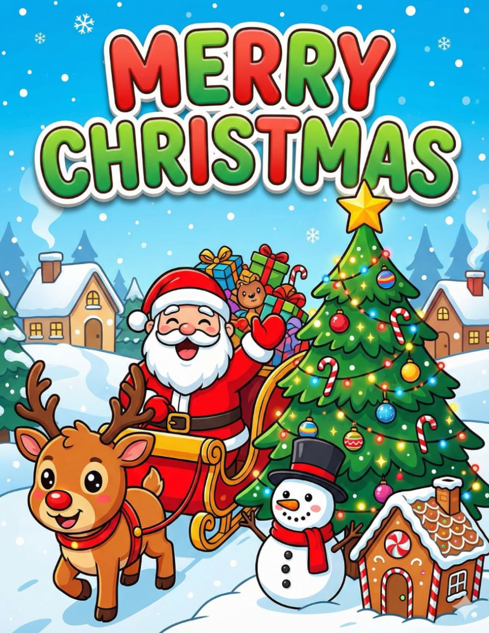 Merry Christmas Coloring Book with white pages to Draw for Kids: Celebrate the Magic of the Holiday Season with Fun and Simple Designs