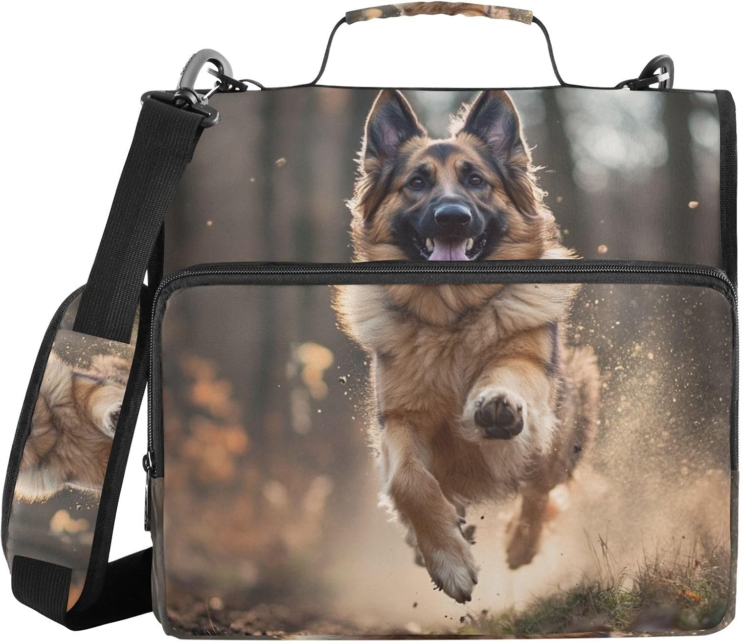 ALAZA German Shepherd Dog Running Zipper Binder 3 Ring Binder with 500 Sheet Capacity for School, College, Office