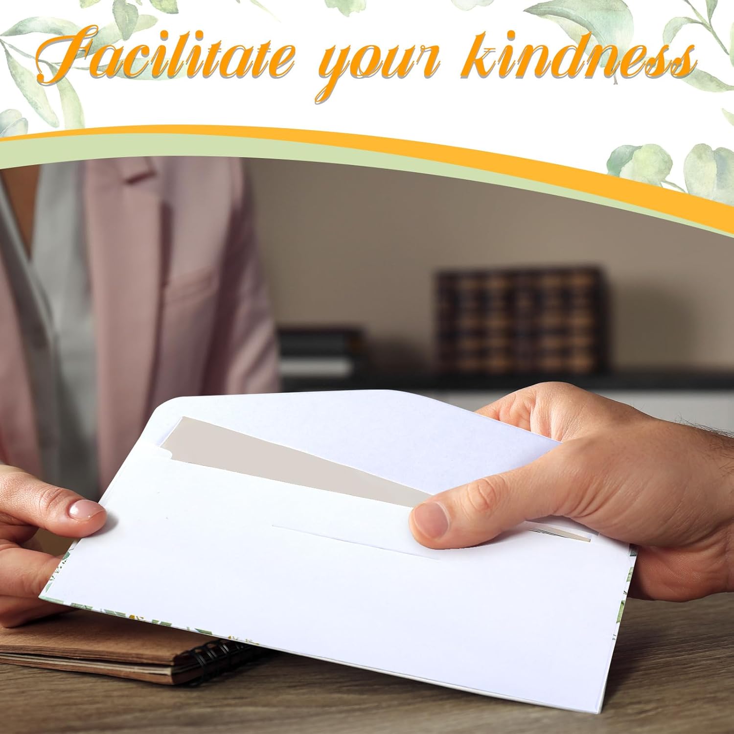 Outus 600 Pcs Church Offering Envelopes Tithe and Offering Donations Pack Cash Tithing Envelopes for Christian Religious Occasions Supplies(Green Leaf Style)