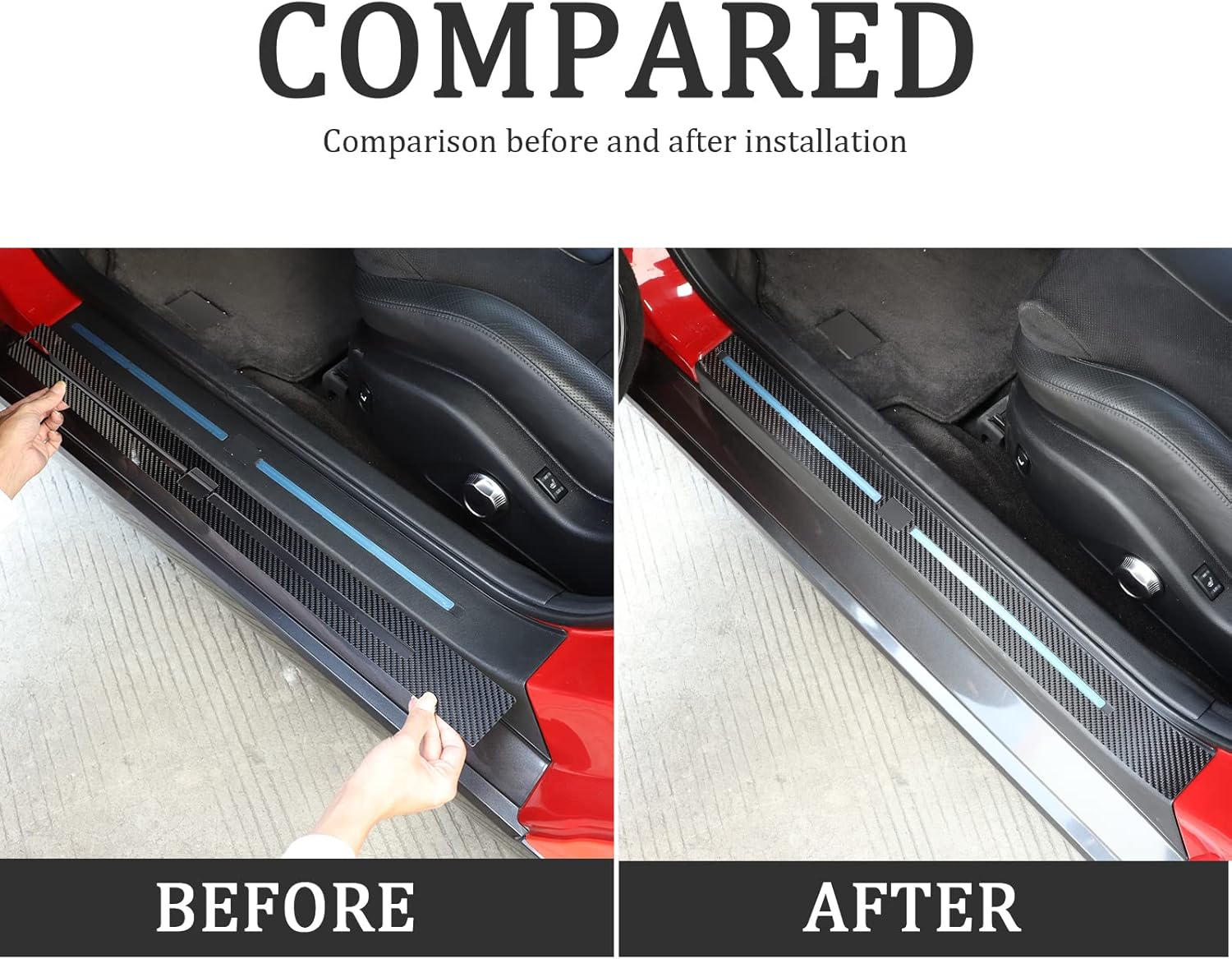 TOYCIDFG Threshold Protection Sticker Carbon Fiber Cover StickerDecorative Door Entry Guard Door Compatible with Nissan GTR R35 2008-2016 Car Accessories