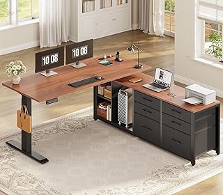 L-Shaped Electric Standing Desk: 6 Drawers, Power Outlet & Adjustable Height - Expert Review | Wild Nature Journey