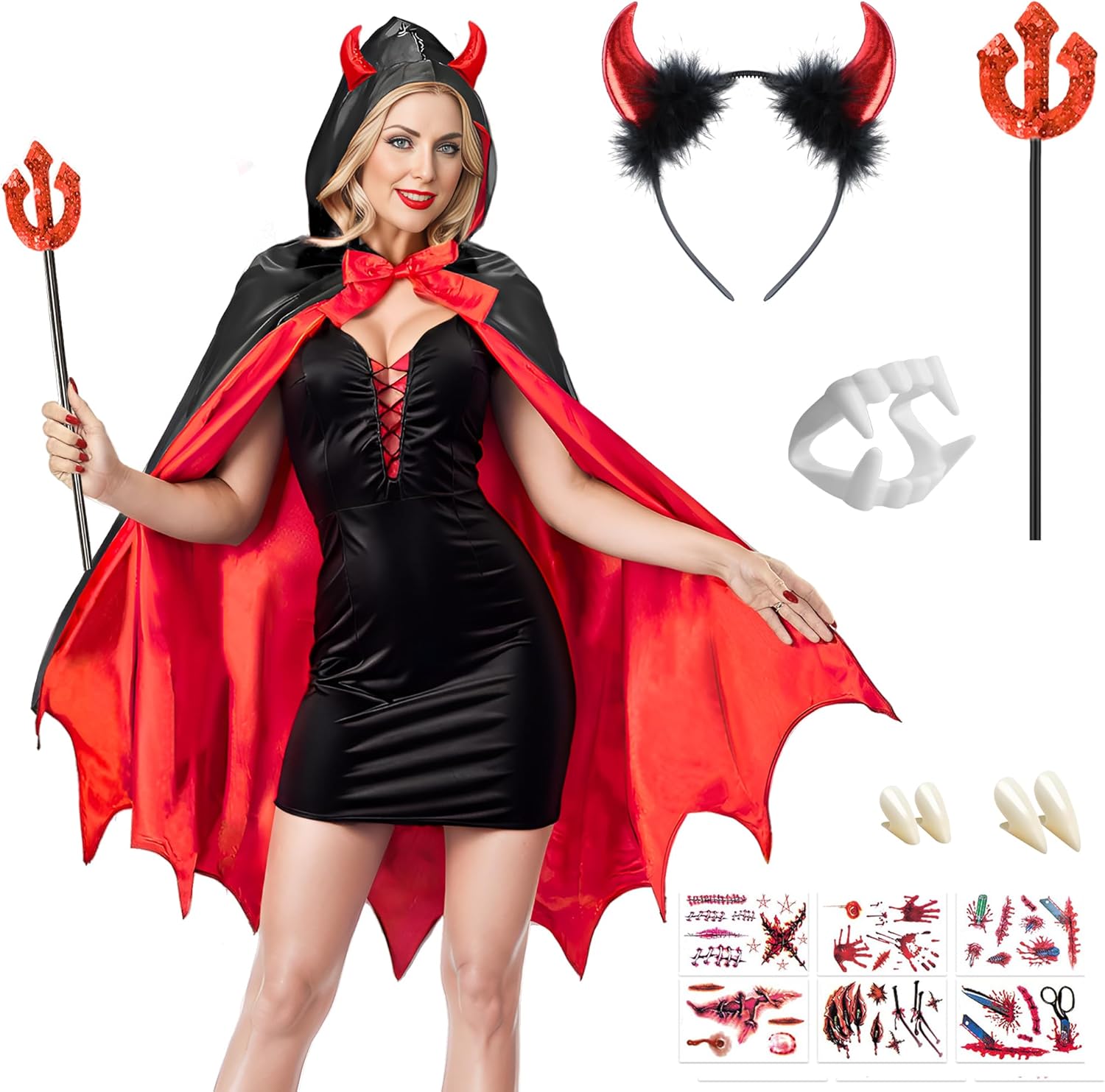 Teufel Umhang Kostüm Für Kinder - Magischer Mantel Mit Hexenhut Für Halloween