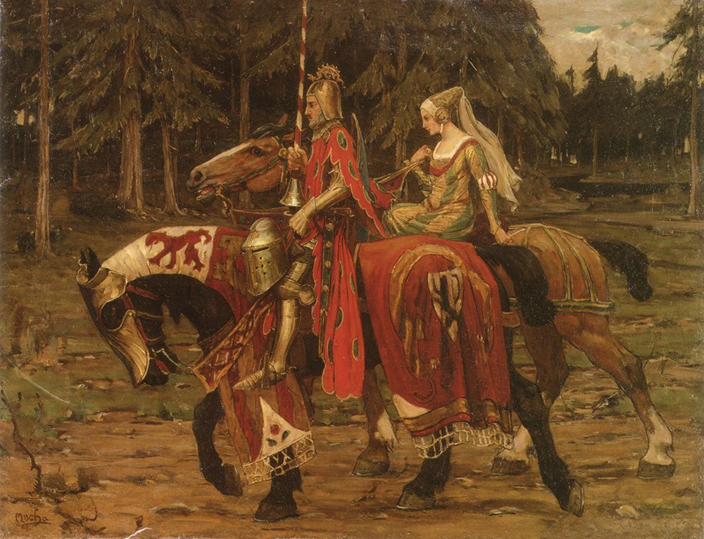 Affiche Alphonse Mucha Heraldic Chivalry encadrée noir taille M semi-brillant