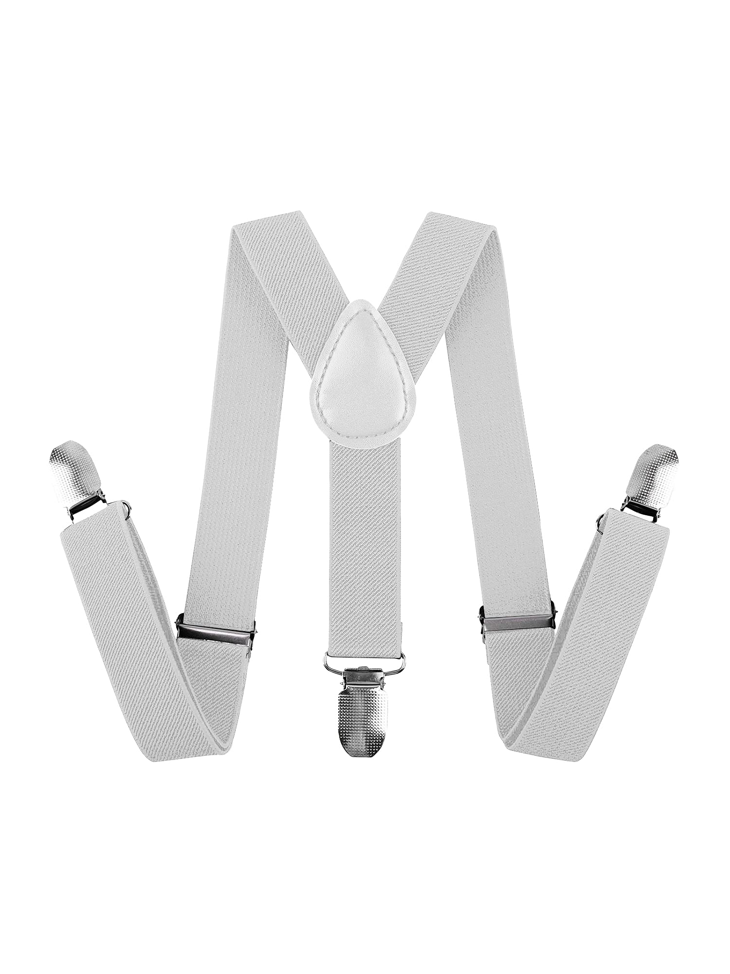 WickedFun Girls Boys Women's Mens Ladies Adjustable Braces Suspenders Fancy Dress Unisex (White)