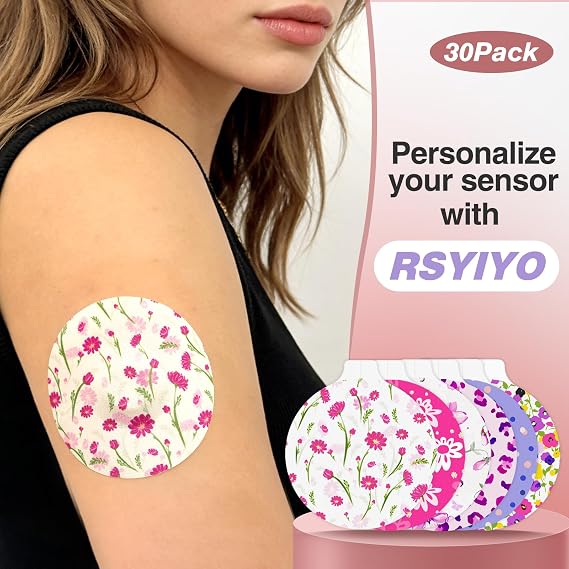 Sensor Covers for Libre 3 Plus, 30Pack Waterproof Libre 3 Plus Sensor Covers Flexible Fabric CGM Tape Easy-Peel Tab Full Cover Patch Hypoallergenic Latex-Free Long Stay for 15 Days