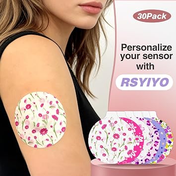Sensor Covers for Libre 3 Plus, 30Pack Waterproof Libre 3 Plus Sensor Covers Flexible Fabric CGM Tape Easy-Peel Tab Full Cover Patch Hypoallergenic Latex-Free Long Stay for 15 Days