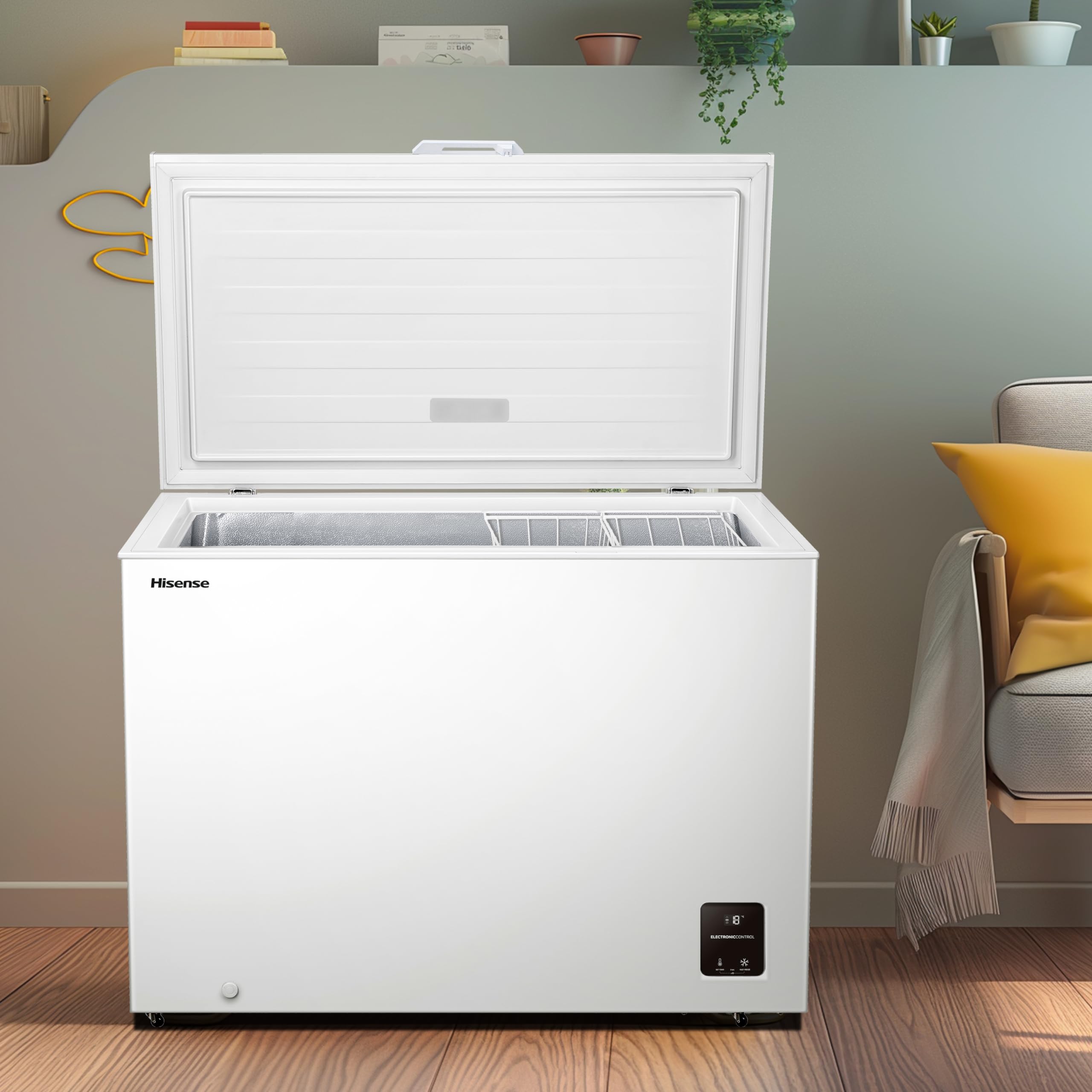 Hisense FC386D4AWLE 297Litres Freestanding Chest Freezer, 4 Star Freezer Rating, E Rated in White — view 5