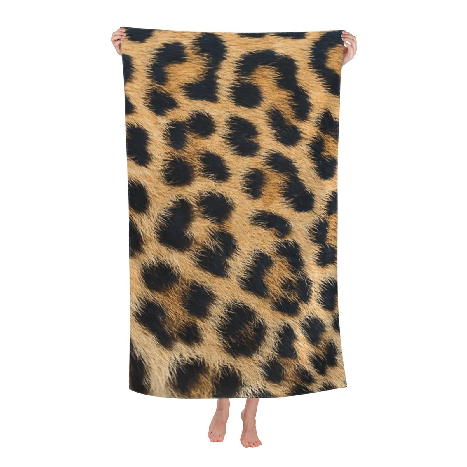 NImongt Rough Leopard Print Print Oversized Adult Beach Towel For Travel Weekend Getaways Festivals Camping Trips