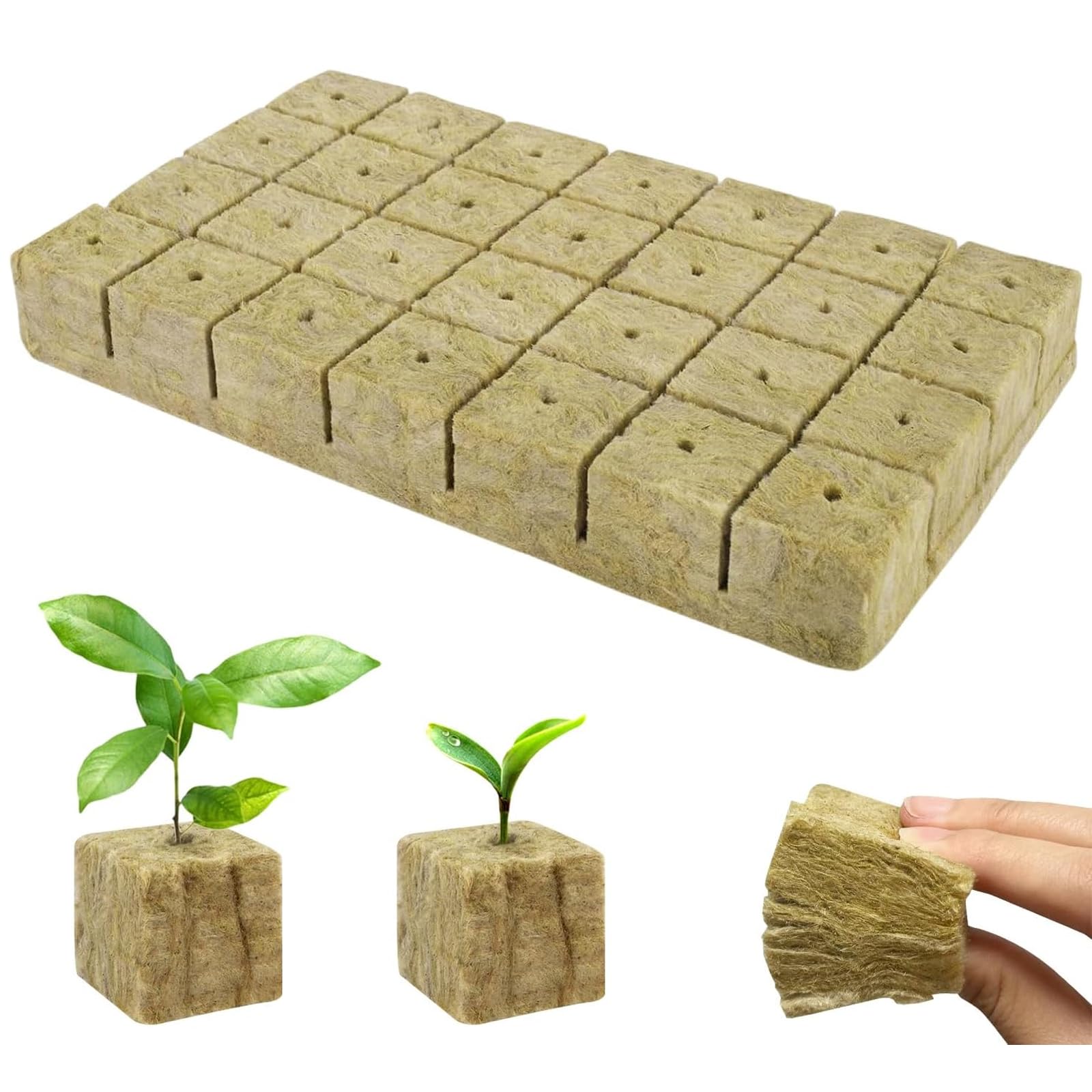 28 Stück Steinwolle Würfel Anzuchtmatte Bodenlos Hydrokultur Anzuchtmatte Set Steinwollwürfel für Stecklinge Klonen Kultivierung 4 * 4 * 4 cm