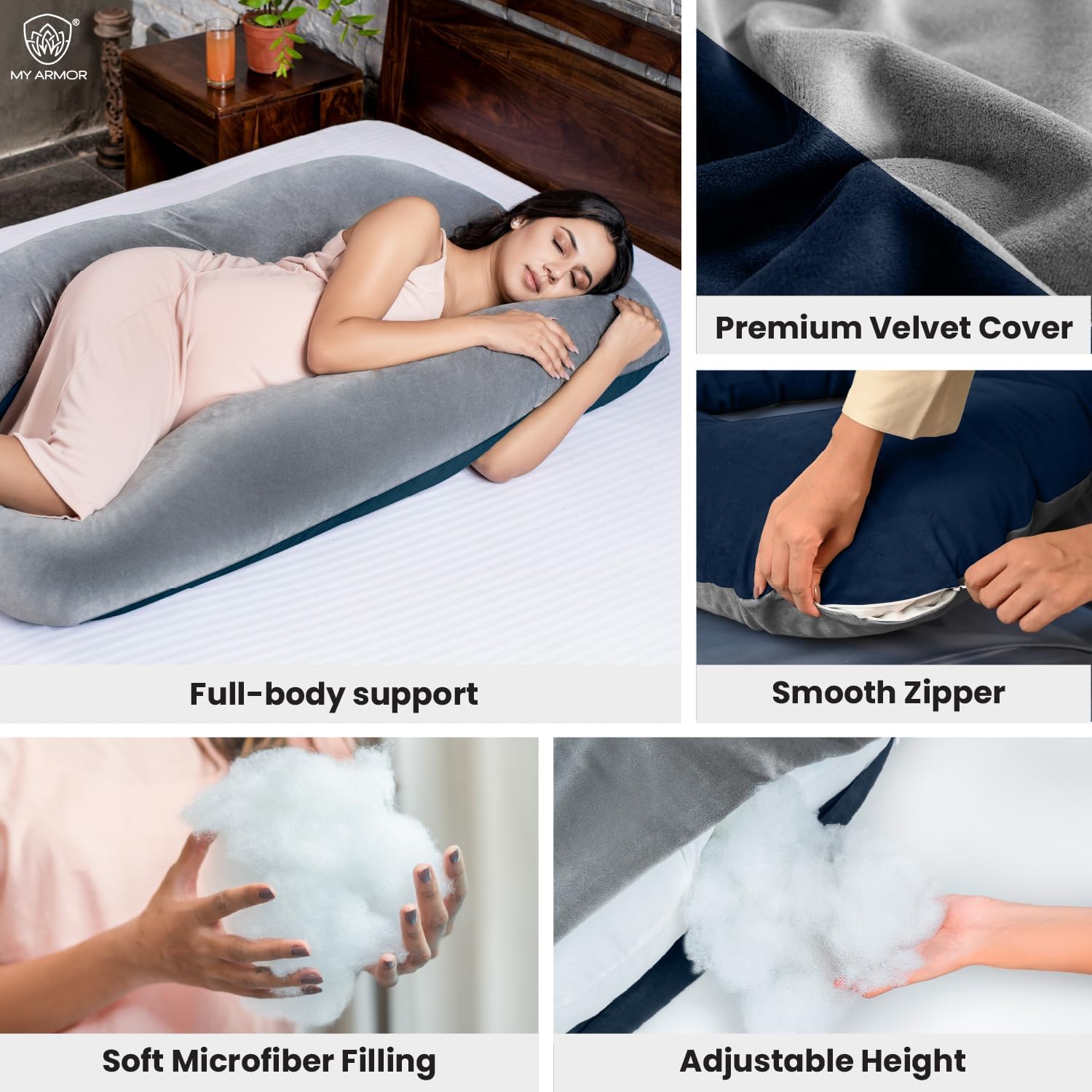 Pregnancy Pillow U Shaped Full Body Maternity Nursing Pillow Support Cushion for Abdomen, Hip, Spine, Neck and Head for Pregnant Women,