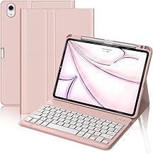 FOGARI Keyboard Case for iPad Air 11 Inch M4/M3/M2 (2026/2025/2024) - Wireless AZERTY Keyboard, Multi-Position Case with Stylus Storage for iPad Air 11 M4/M3/M2 - Pink
