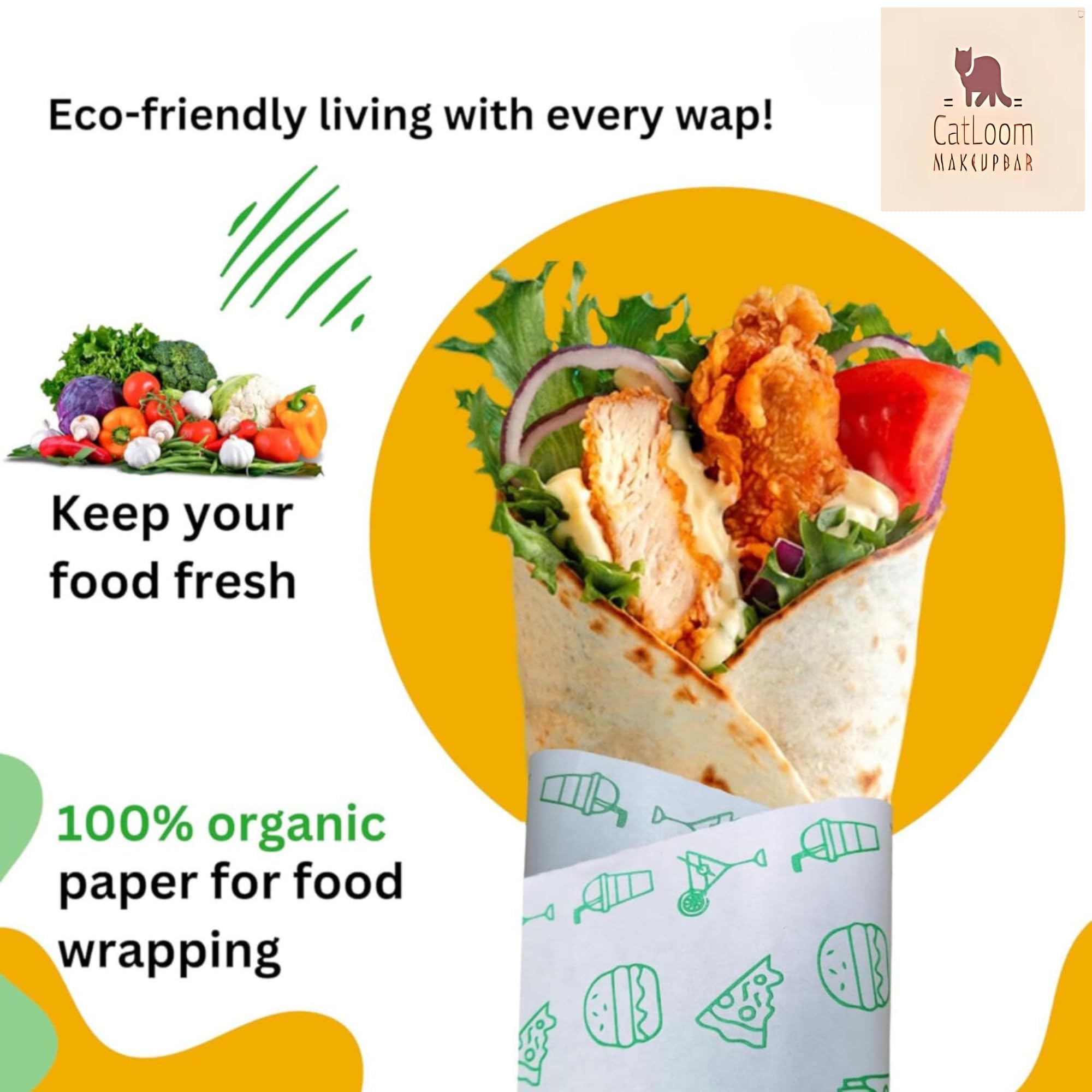 CatLoom MAKEUPBAR Butter Paper Roll for Roti, Chapati, Paratha, Sandwich, Burger, Heavy Duty Food Wrap, Lunch Box Safe (Sheet 1kg-280pc) 2