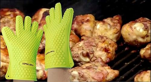 Miniatura 21 de Guantes de silicona para horno, resistentes al calor, mango de parrilla para ahumar, comida caliente, guantes de cerdo para cocinar, hornear, asar