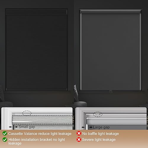 Miniatura 4 de Persianas enrollables opacas para ventanas, persianas enrollables sin cordones con cenefa de cassette, persianas de ventana de jacquard a rayas para