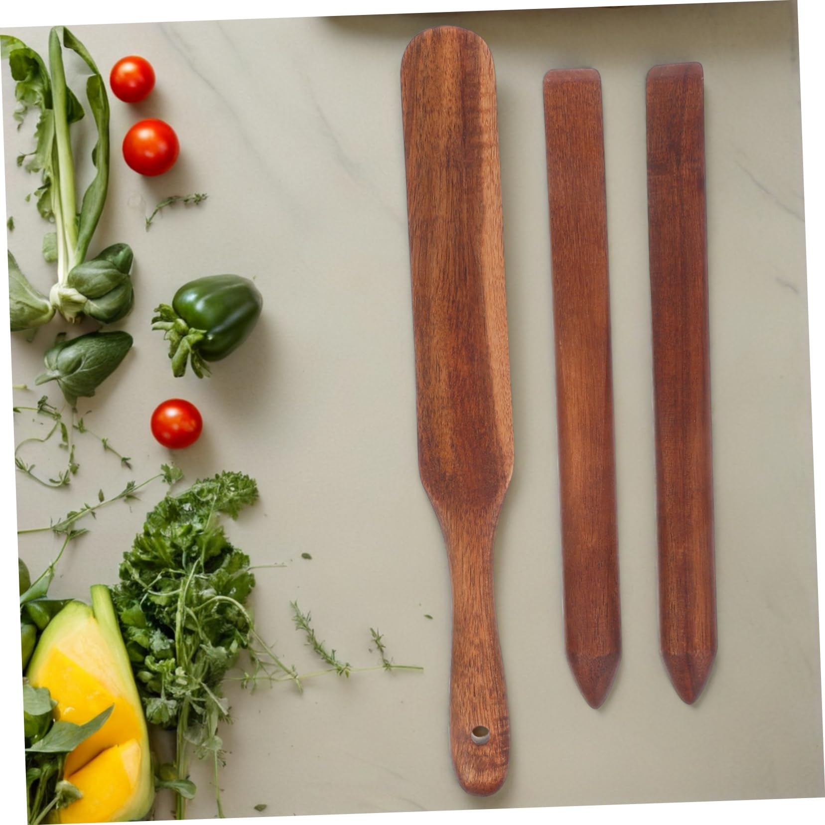 LABRIMP 3 Piezas Madera de Acacia para Remover Masa Madre Varillas de Madera para Mezclar Pan de Acacia para Cocina y Hornear Utensilios de Cocina