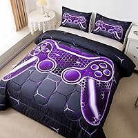 Vista 28 de Feelyou Juego de edredón gamer para niños y adolescentes, edredón tamaño individual con controlador de videojuegos, ropa de cama de 2 piezas