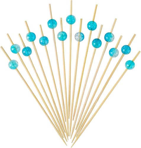 Miniatura 13 de Minisland Palillos de cóctel rosa fucsia perla, palillos de bambú elegantes de 4.7 pulgadas de largo para aperitivos, pinchos decorativos