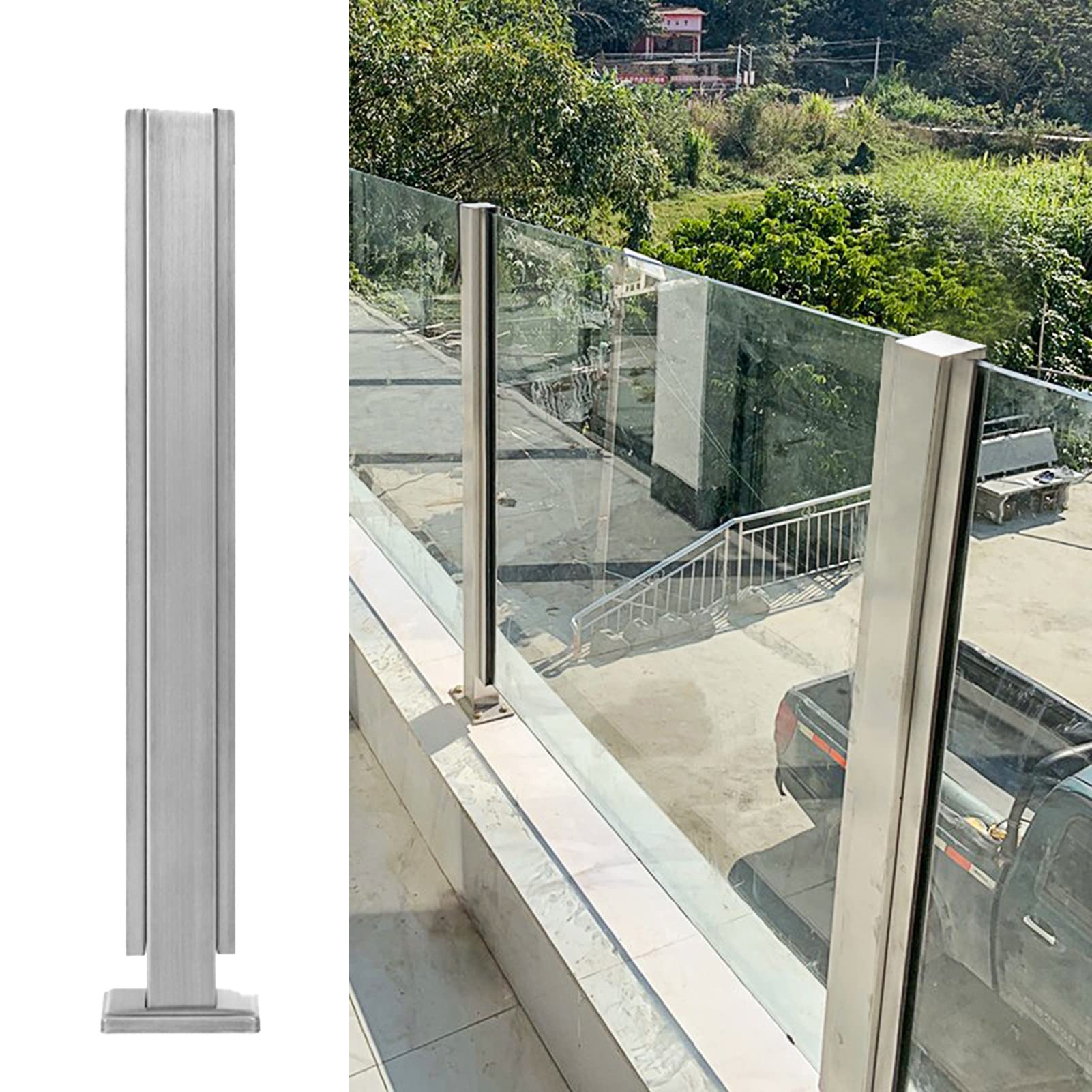 Poteau de balustrade 75 cm en inox pour terrasse