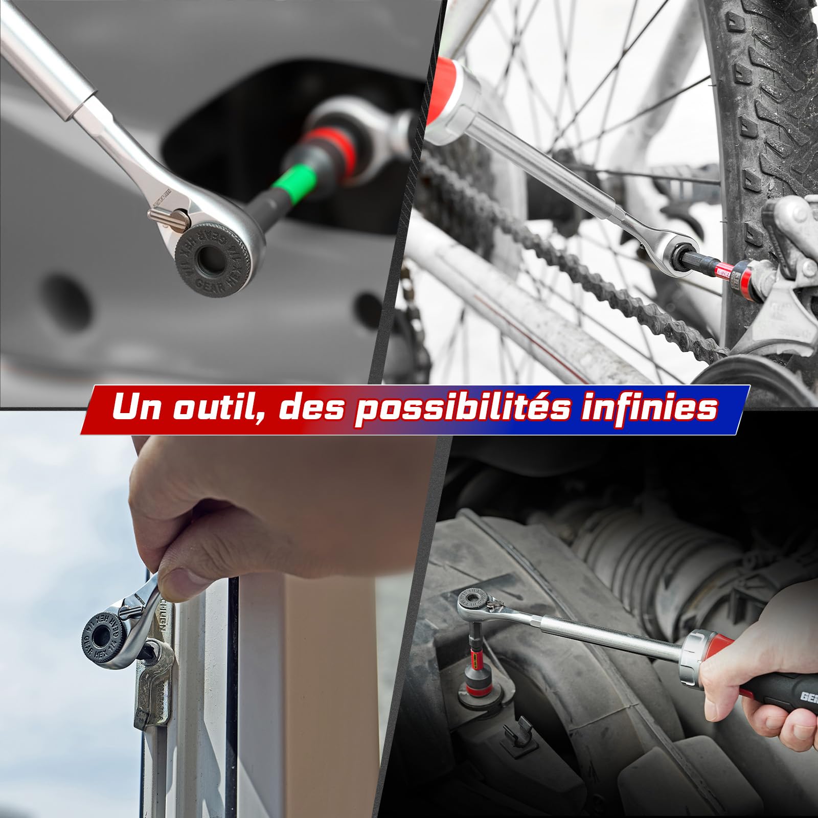 Geinxurn 19 Pièces Ensemble de Tournevis à Cliquet, Mini Clé à Cliquet, Poignée de Tournevis à Cliquet et Clé à Douille avec 12 Embout de Vissage à Choc, Ensemble d'outils à Main Portables