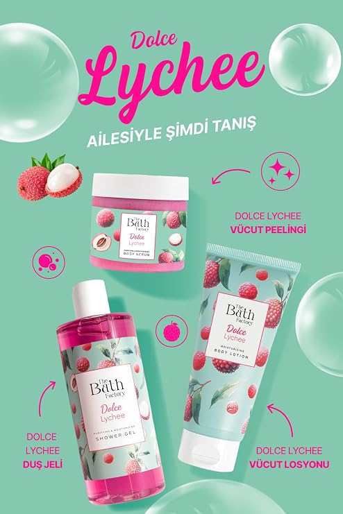 The Bath Factory Moisturizing and Purifying Body Peeling - Lychee Flavored 300 GR
