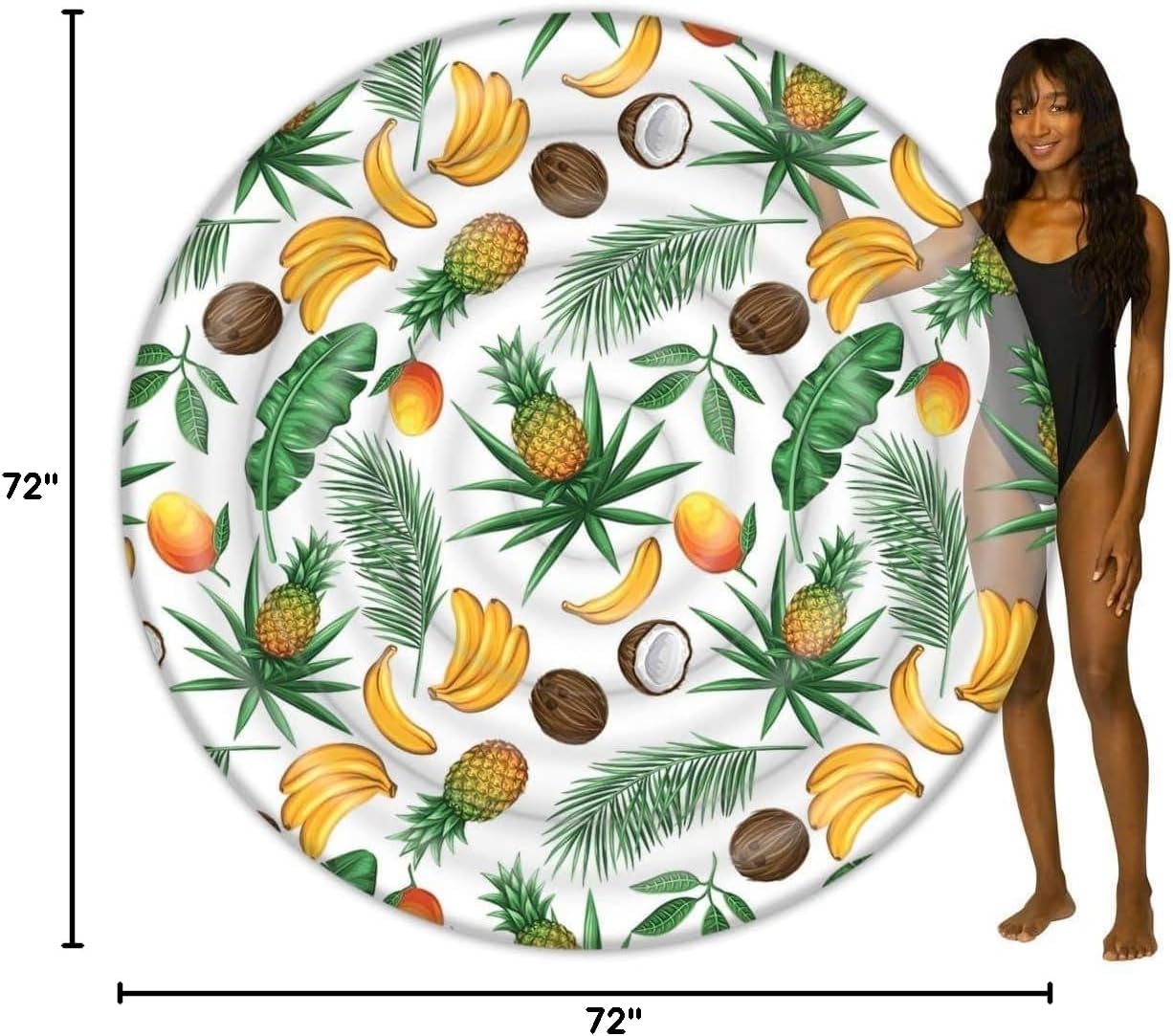 Poolcandy Giant Tropical Inflatable Fruit Island Pool Float 72", 2 Person Size