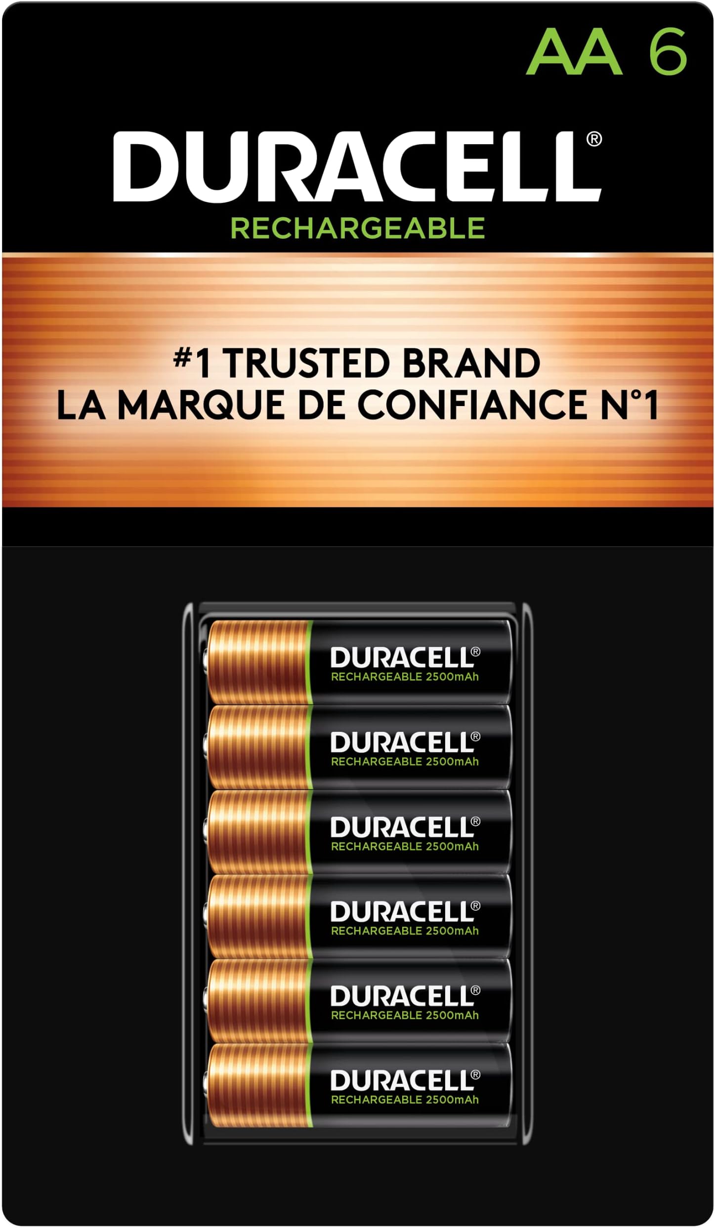 Rechargeable AA 2500mAh Batteries, 6 Count (Pack of 1), Double A Battery for Long-lasting Power, All-Purpose Pre-Charged Battery for Household and Business Devices