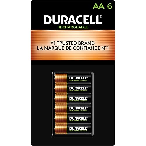 Duracell Rechargeable AA Batteries, 6 Count Pack, Double A Battery for Long-lasting Power, All-Purpose Pre-Charged Battery for Household and Business Devices
