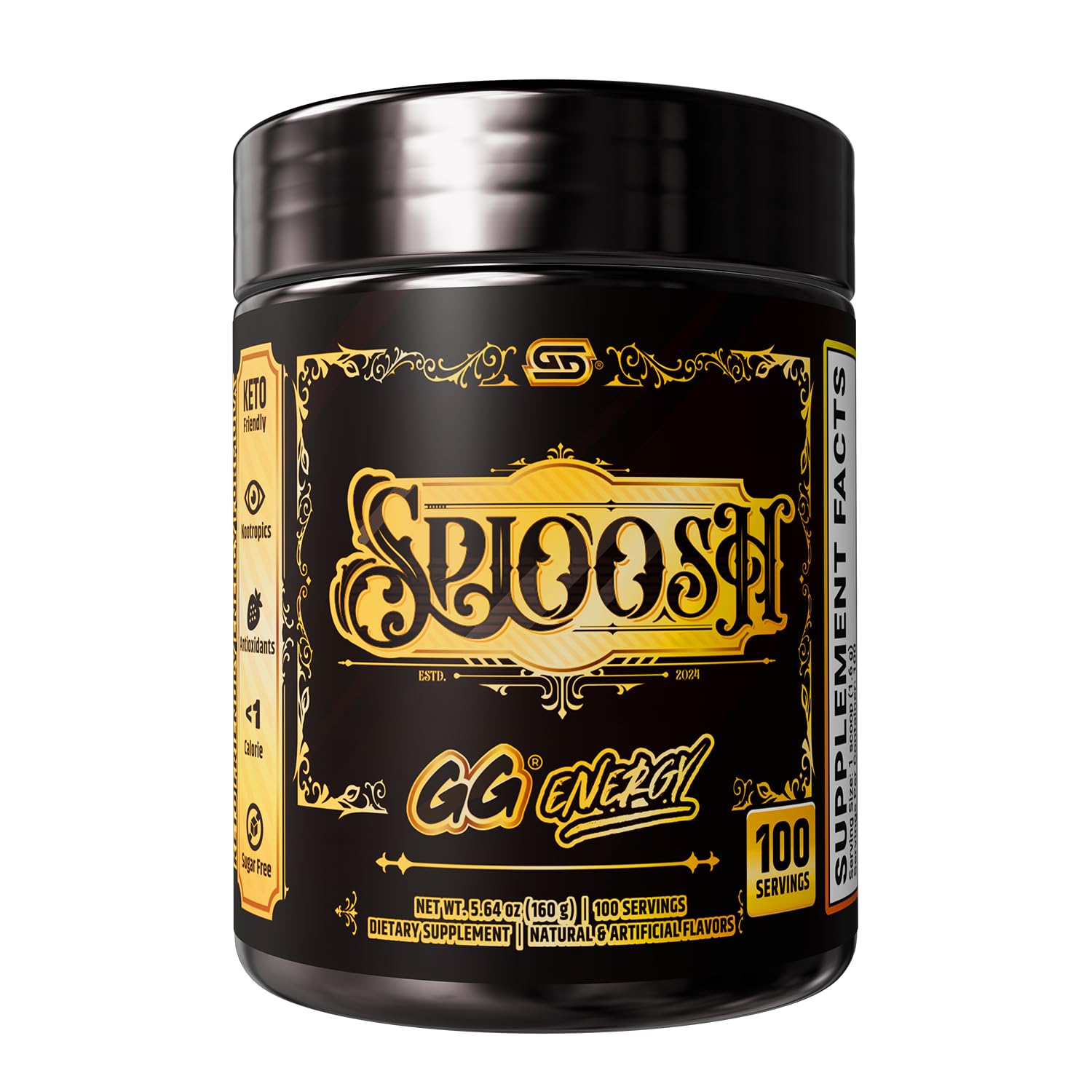 Gamer Supps GG Energy Sploosh por CottontailVA, suplemento em pó com cafeína, sabor coco e manga, 100 porções