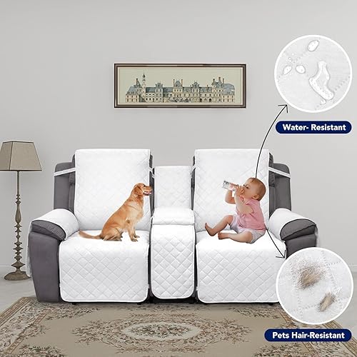 Vista 15 de PureFit Funda reclinable reversible resistente al agua, protector de muebles antideslizante para sillón reclinable de 2 asientos, negro/beige