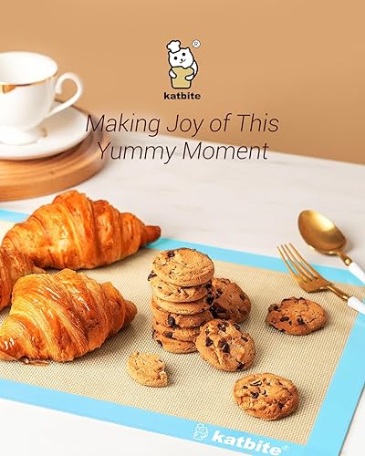 Miniatura 7 de Katbite Silicone Baking Mat Colorful Collection - Set of 3: 2 Half Sheets Mats (11 5/8" x 16 1/2") + 1 Quarter Baking Sheet, Reusable & Nonstick