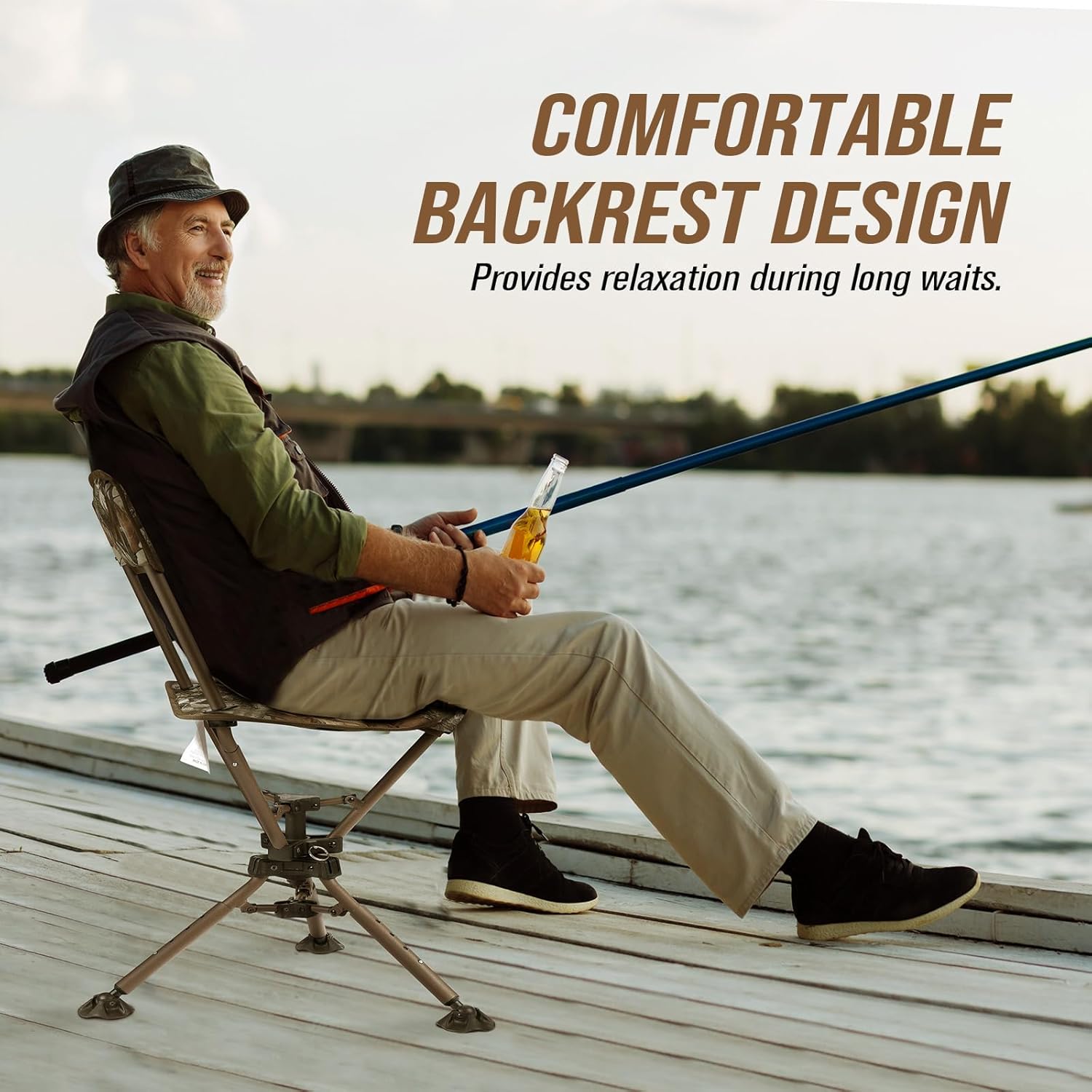 KEMIMOTO Tripod Swivel Hunting Chair, 360 Degree Blind Chairs with Backrest, Folding Camo Seats, Height Adjustable for Hunting Fishing Camping - Image 7